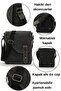 7059 Pretty Black Genuine Leather Water Resistant Waxed Canvas Messenger Shoulder School Bag - 4