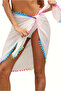 White Chiffon Pareo with Colorful Pompom Detail - 3