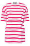 Large Size Crew Neck Short Sleeve Striped T-Shirt with Side Slits 303945 - 6