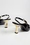 Women's Patent Leather Black Stone Detailed Buckle Stiletto Heeled Shoes 7cm - 5