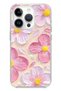 iPhone 14 Pro Compatible Pink White Flowers Watercolor Transparent Silicone Case