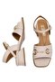 Elit Thalina Women's Genuine Leather Heeled Sandals Beige - 4