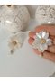 Flower White Earrings Polymer Clay Steel Women Earrings Pearl Detail - 3