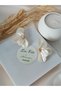 White Flower Earrings Polymer Clay Steel Women Earrings Pearl Detail - 4