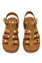 Elit Sylviana Women's Genuine Suede Leather Orthopedic Flat Sandals Brown - 3