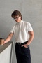 Men's Oversize Half Fisherman Knitwear Short Sleeve T-Shirt - 3
