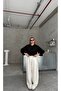 Women's Black Linen Shirt with Ruffled Sleeves - 3