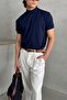 Men's Oversize Half Fisherman Knitwear Short Sleeve T-Shirt - 2