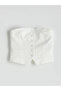 Xside White Strapless Neck Lace Detailed Crop - 3