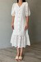 Women's White Lined Scallop Dress 26089 - 2