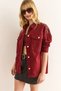 Women's Burgundy Cotton Gabardine Jacket with Shoulder and Back Embroidery Detail CKT-19000430 - 6