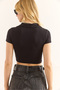 Women's Black Polo Neck Lacing Detailed Polyviscon Crop Blouse Blz-19002960 - 6