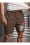 Unisex Dragon Printed Combed Shorts