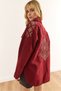 Women's Burgundy Cotton Gabardine Jacket with Shoulder and Back Embroidery Detail CKT-19000430 - 3