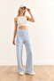 Women's Blue Elastic Waist Flowing Twist Pants Pnt-19000334 - 3