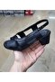 Women's Inside-Outside Genuine Leather Anatomic Sole Thick Heel Open Sandal Shoes