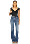 Women's Black Short Sleeve V Neck Double Layer Sandy Bodysuit - 4