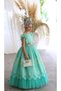 Long Floral Princess Dress, ideal for special occasions. + bag + Belt + hair band 4-piece set - 8