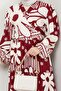 Floral Geometric Pattern Claret Red Viscose Set - 4