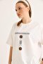 Crew Neck Short Sleeve Printed Tshirt White - 2