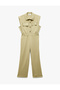 Buttoned Pocket Detailed Shirt Collar Long Jumpsuit