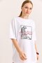 Printed embroidery detailed cotton supreme comfortable fit white t-shirt - 2