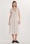 Women's Slim Fit Slim Fit Short Sleeve Printed Seersucker V-Neck White Dress - 4