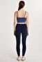 Women's Super Slim Elastic Waist Interlock Standard Size Normal Waist Navy Blue Tights - 5
