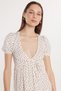 Women's Slim Fit Slim Fit Short Sleeve Printed Seersucker V-Neck White Dress - 2