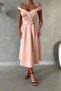 Powder Scuba Fabric Madonna Collar Belted Dress - 3