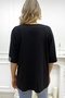 Loose Fit Large Size Off-The-Shoulder Lettered Crystal Stone Black Cotton Women's T-Shirt - 6