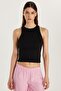 Women's Slim Fit Halter Neck Modal Fabric Black Body Undershirt - 4