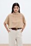 Patterned Loose Blouse - Camel - 5