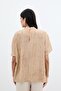 Patterned Loose Blouse - Camel - 7