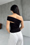 Black Single Sleeve Buckle Blouse - 5