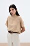 Patterned Loose Blouse - Camel - 4