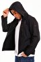 Winter Waterproof Hooded Zippered Men's Coat Black - 3