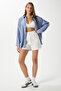 Women's Carla Flam Linen Elastic Waist Ecru Shorts