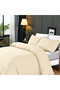 3-Piece Duvet Cover Set, 100% Cotton Stripe Sateen Fabric, Cream