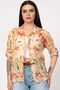Women's Summer Pink Floral Patterned Sleeve Folded Shirt 2825