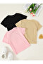Girl's 3-Pack Be Kind-Camera-Love Heart Printed Combed Cotton T-Shirt (Beige-Black-Pink) - 2