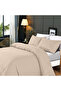 3-Piece Duvet Cover Set, 100% Cotton Stripe Sateen Fabric, Beige