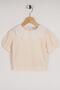 Baby Collar Lace Mini Checkered Ecru Color Girl's Tshirt - 3