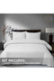 3-Piece Duvet Cover Set, 100% Cotton Stripe Sateen Fabric, White - 3