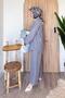 Front Double Lacing Detailed Kimono Hijab Suit Gray - 4