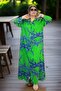 Front to Back Buttoned Pocketed Three Quarter Sleeve Extra Large Size Cotton Viscose Dress - 2