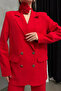 Women's Two-Piece Blazer Jacket Pants Suit Accessories Rose and Button Detail Loose Wide Leg - 4