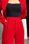 Women's Two-Piece Blazer Jacket Pants Suit Accessories Rose and Button Detail Loose Wide Leg - 6