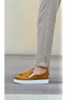 Laceless Velvet Men's Casual Shoes Mustard (White Sole) - 5