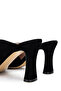 Women's Genuine Leather Black Suede Heeled Slippers - 5